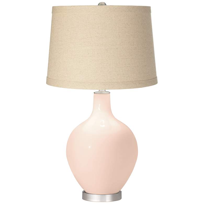 Image 1 Linen Burlap Drum Shade Ovo Table Lamp