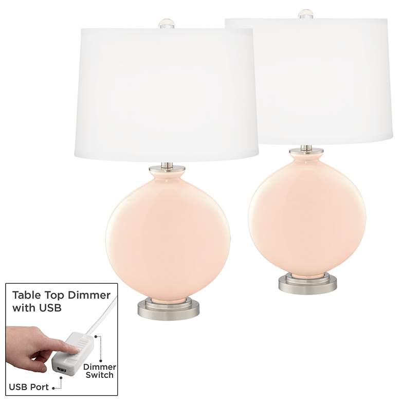 Image 1 Linen Carrie Table Lamp Set of 2 with Dimmers