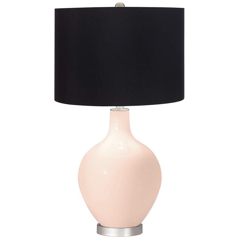 Image 1 Linen Color Ovo Table Lamp with Black Shade