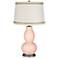Linen Double Gourd Table Lamp with Rhinestone Lace Trim