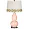 Linen Double Gourd Table Lamp with Vine Lace Trim