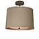 Linen Drum 16" Wide Bronze Semi-Flushmount Ceiling Light