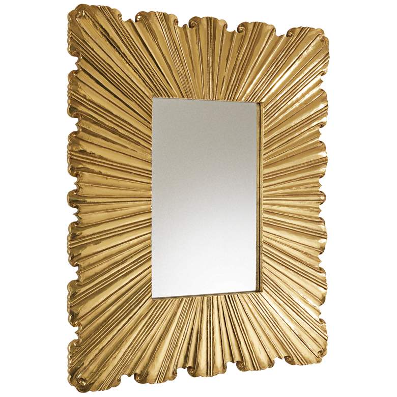 Linen Fold Brass 31 1/2&quot; x 39 1/4&quot; Sunburst Wall Mirror