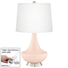 Image1 of Linen Gillan Glass Table Lamp with Dimmer