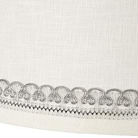 Image2 of Linen Lamp Shade with Hand-Applied Silver Looped Trim 10x12x8 (Spider) more views