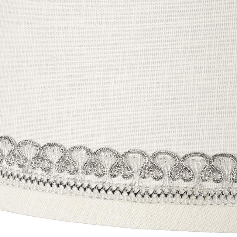 Image 2 Linen Lamp Shade with Hand-Applied Silver Looped Trim 10x12x8 (Spider) more views