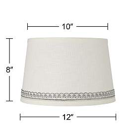 Image3 of Linen Lamp Shade with Hand-Applied Silver Looped Trim 10x12x8 (Spider) more views