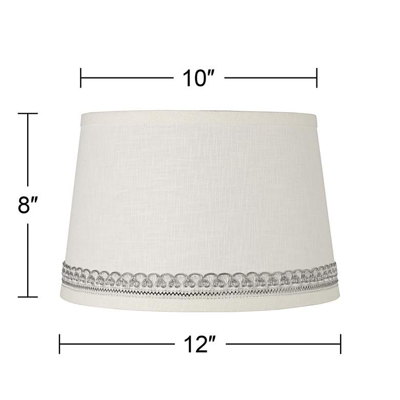 Image 3 Linen Lamp Shade with Hand-Applied Silver Looped Trim 10x12x8 (Spider) more views