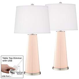 Image1 of Linen Leo Table Lamp Set of 2 with Dimmers