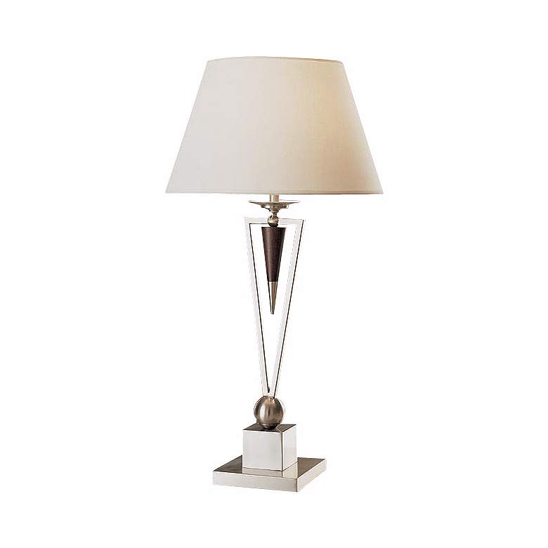 Image 1 Linen Louise Shade Sand Chrome Table Lamp