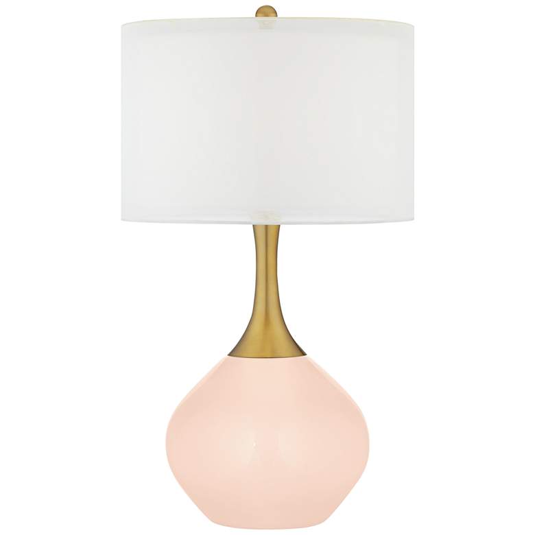 Image 1 Linen Nickki Brass Modern Table Lamp