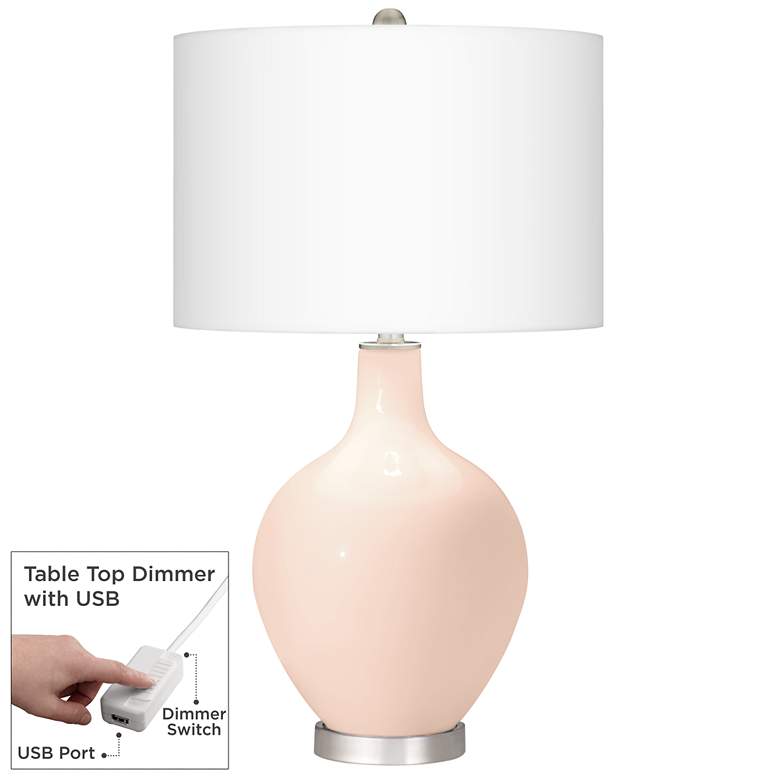 Image 1 Linen Ovo Table Lamp With Dimmer