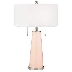 Image2 of Linen Peggy Glass Table Lamp With Dimmer