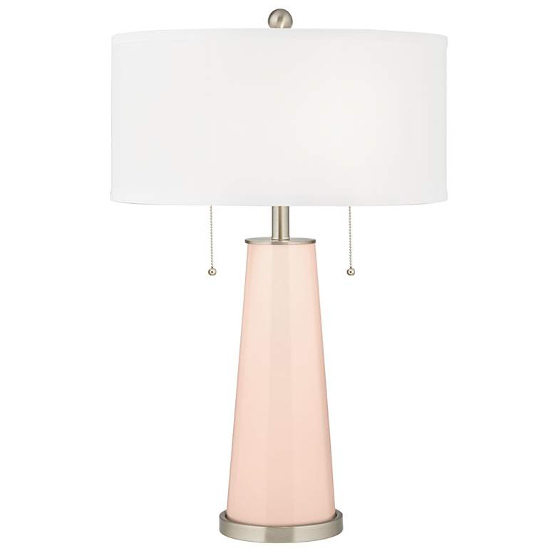 Image 2 Linen Peggy Glass Table Lamp With Dimmer