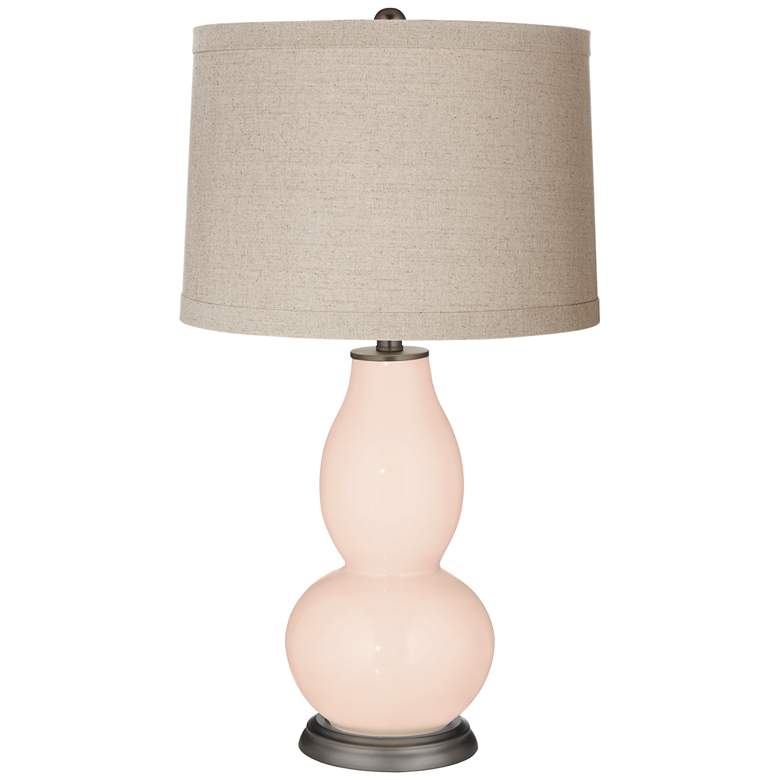 Image 1 Linen Pink Linen Drum Shade Double Gourd Table Lamp