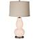 Linen Pink Linen Drum Shade Double Gourd Table Lamp