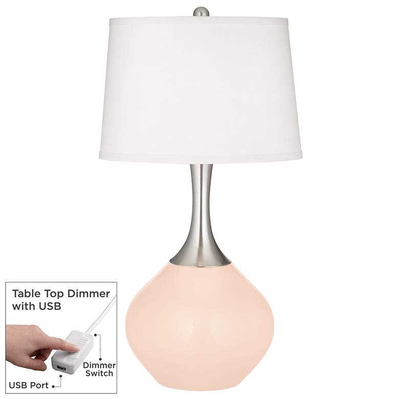 Image 1 Linen Spencer Table Lamp with Dimmer