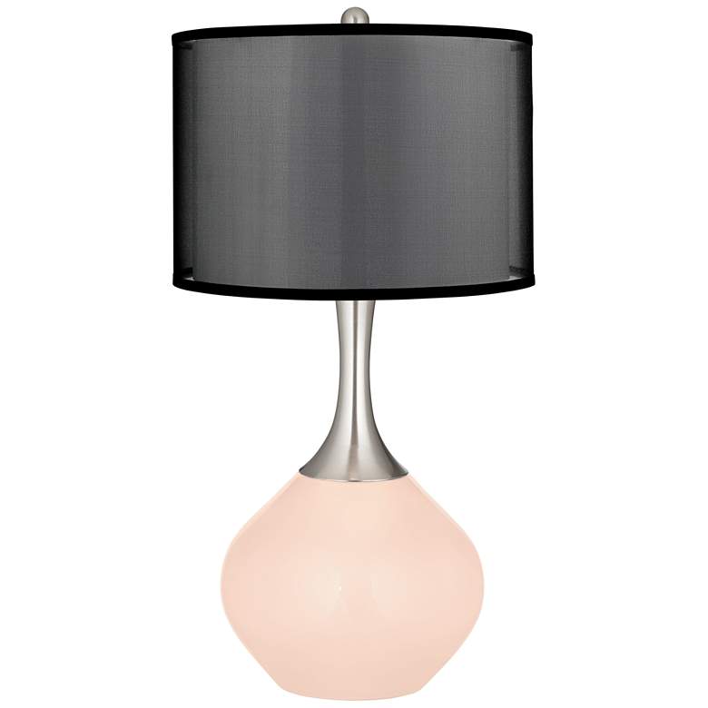 Image 1 Linen Spencer Table Lamp with Organza Black Shade
