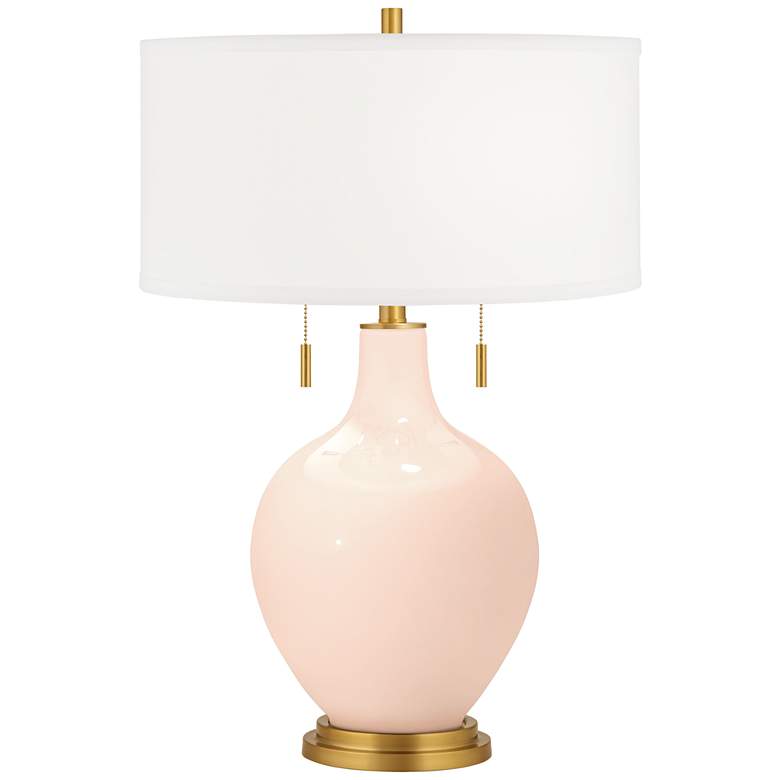 Image 2 Linen Toby Brass Accents Table Lamp with Dimmer