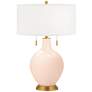 Linen Toby Brass Accents Table Lamp with Dimmer