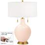 Linen Toby Brass Accents Table Lamp with Dimmer