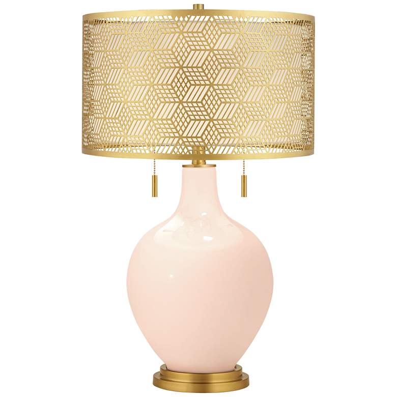 Image 1 Linen Toby Brass Metal Shade Table Lamp
