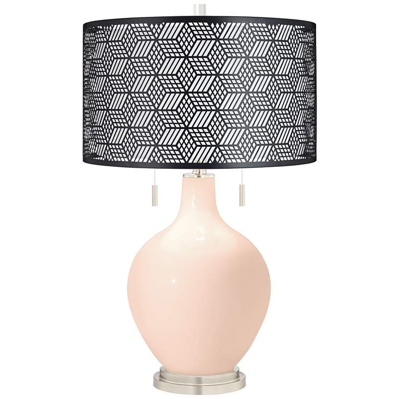 Image 1 Linen Toby Table Lamp With Black Metal Shade
