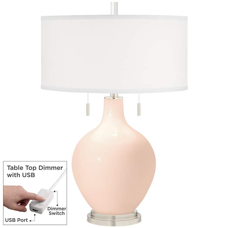 Image 1 Linen Toby Table Lamp with Dimmer