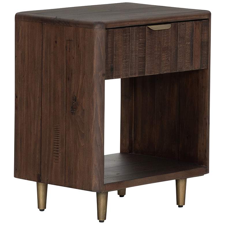 Image 1 Lineo 19 3/4" Wide Rustic Wood and Iron 1-Drawer Nightstand