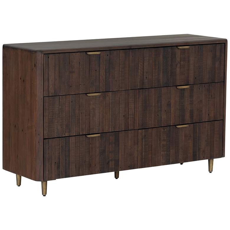 Image 1 Lineo 55" Wide Rustic Wood and Iron 6-Drawer Dresser