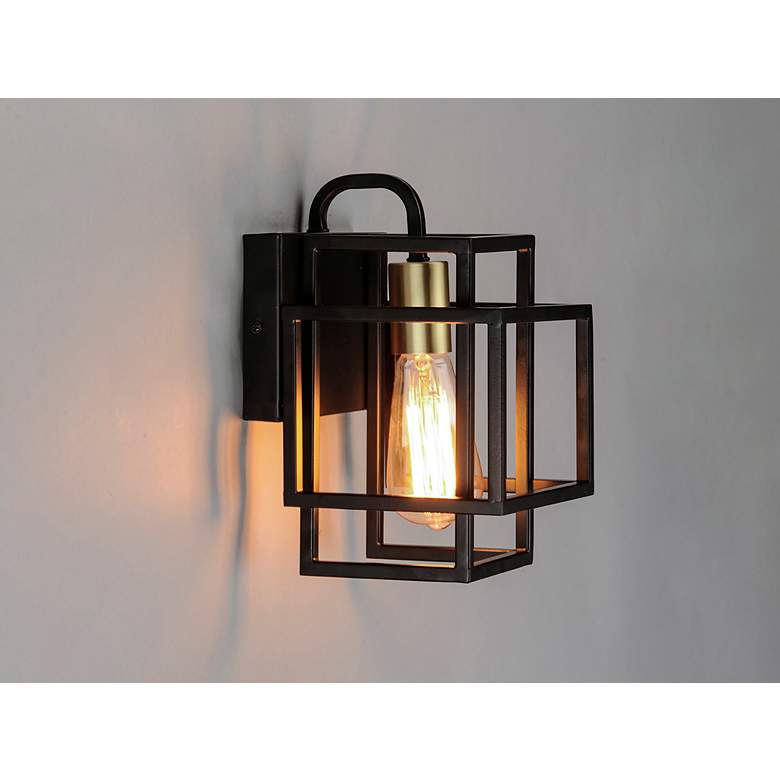 Image 3 Liner 1-Light 7" Wide Black/Satin Brass Wall Sconce more views