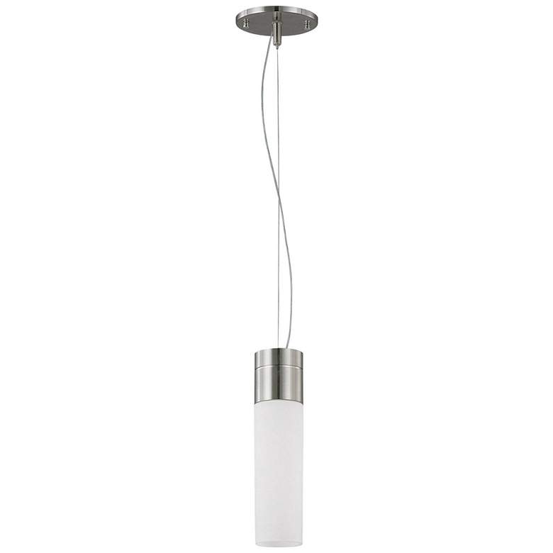 Image 1 Link; 1 Light; LED Tube Pendant with White Glass; Brushed Nickel Finish