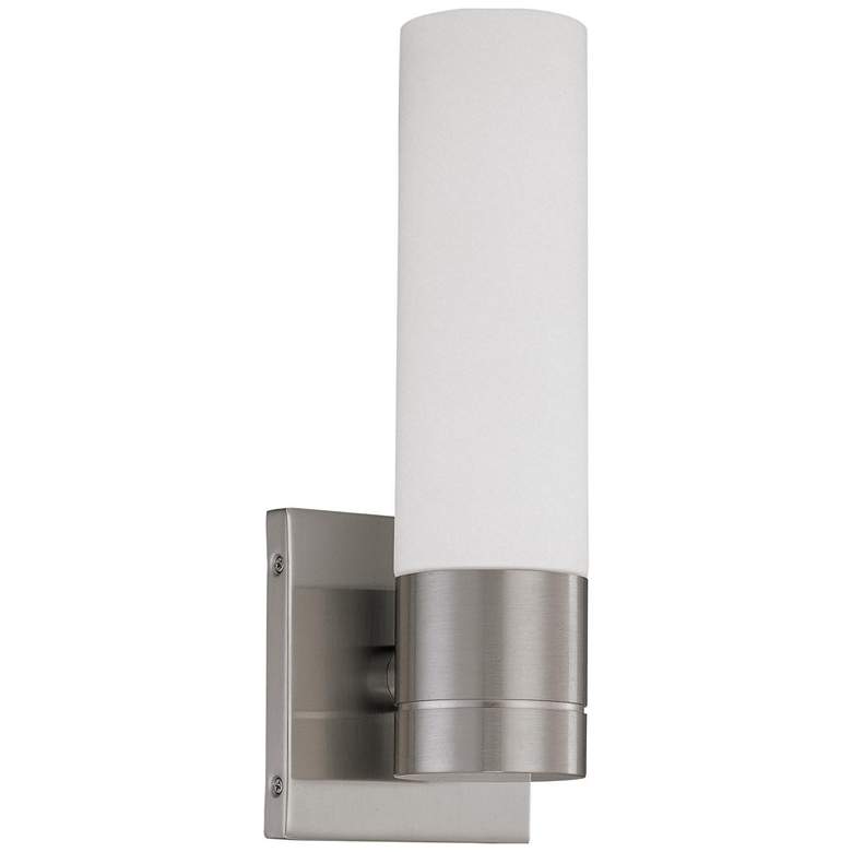 Image 1 Link; 1 Light; LED Tube Wall Sconce with White Glass; Brushed Nickel Finish