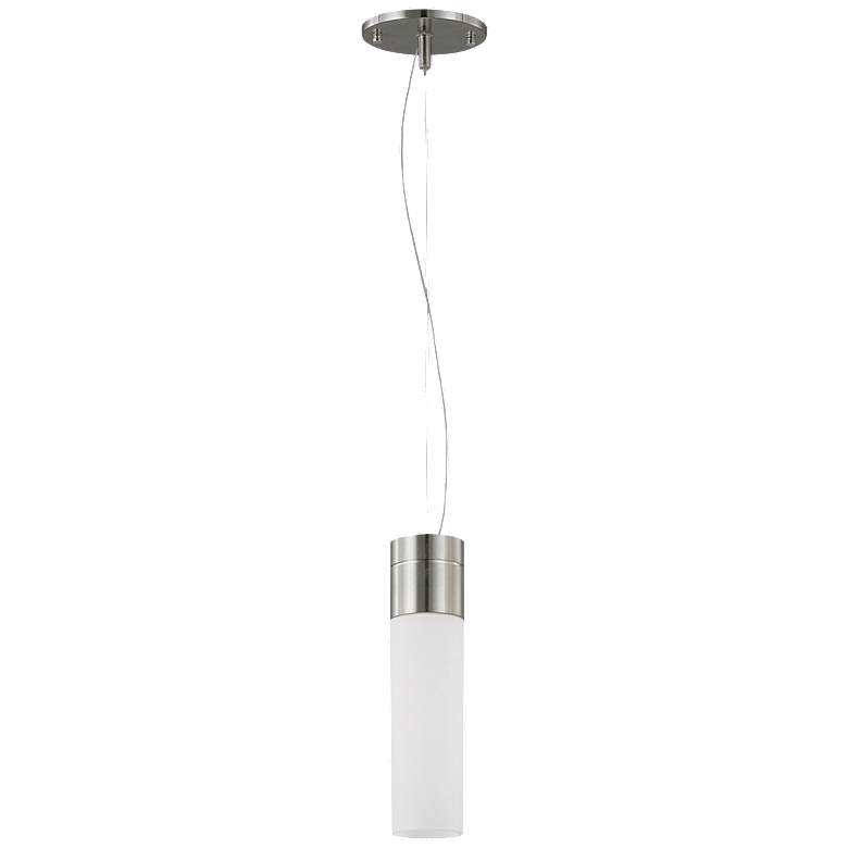 Image 1 Link; 1 Light; Tube Pendant with White Glass