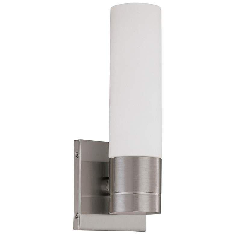 Image 1 Link 1 Light Wall Sconce with White Glass - Brushed Nickel