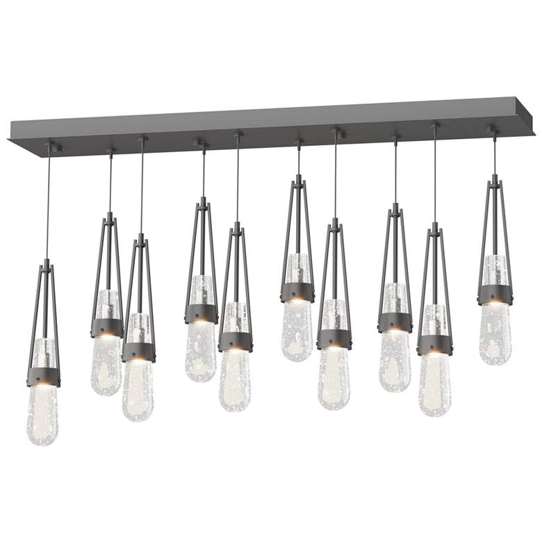 Image 1 Link 10-Light Blown Rectangular Pendant - Black - Clear Bubble