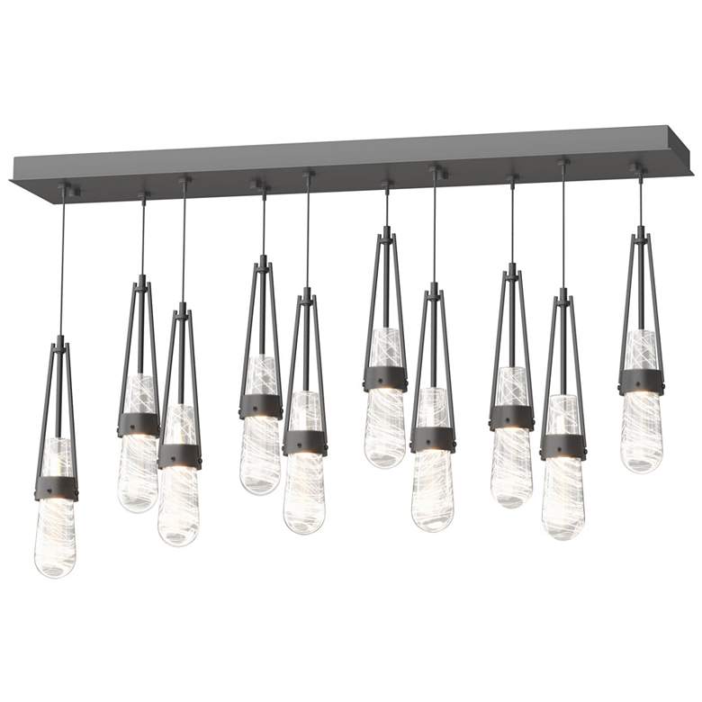 Image 1 Link 10-Light Blown Rectangular Pendant - Black - Clear - White Threading