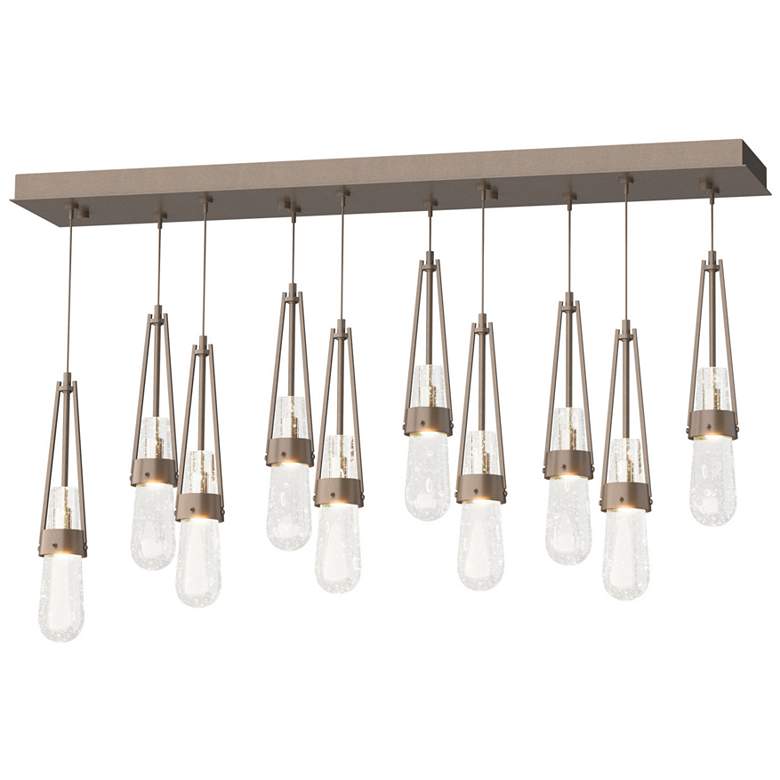 Image 1 Link 10-Light Blown Rectangular Pendant - Bronze - Clear Bubble