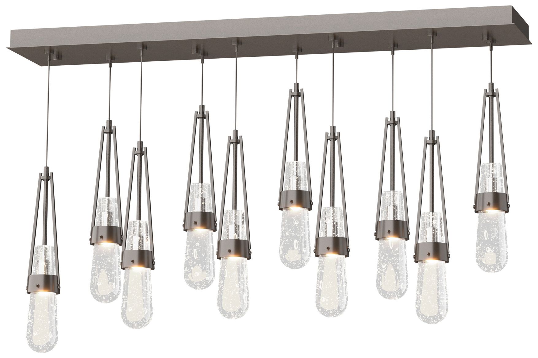 Link 10-Light Blown Rectangular Pendant Bronze Clear Made to Order