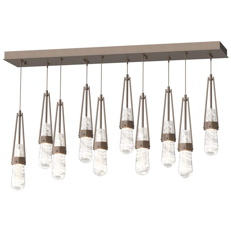 Image 1 Link 10-Light Blown Rectangular Pendant - Bronze - Clear - White Threading
