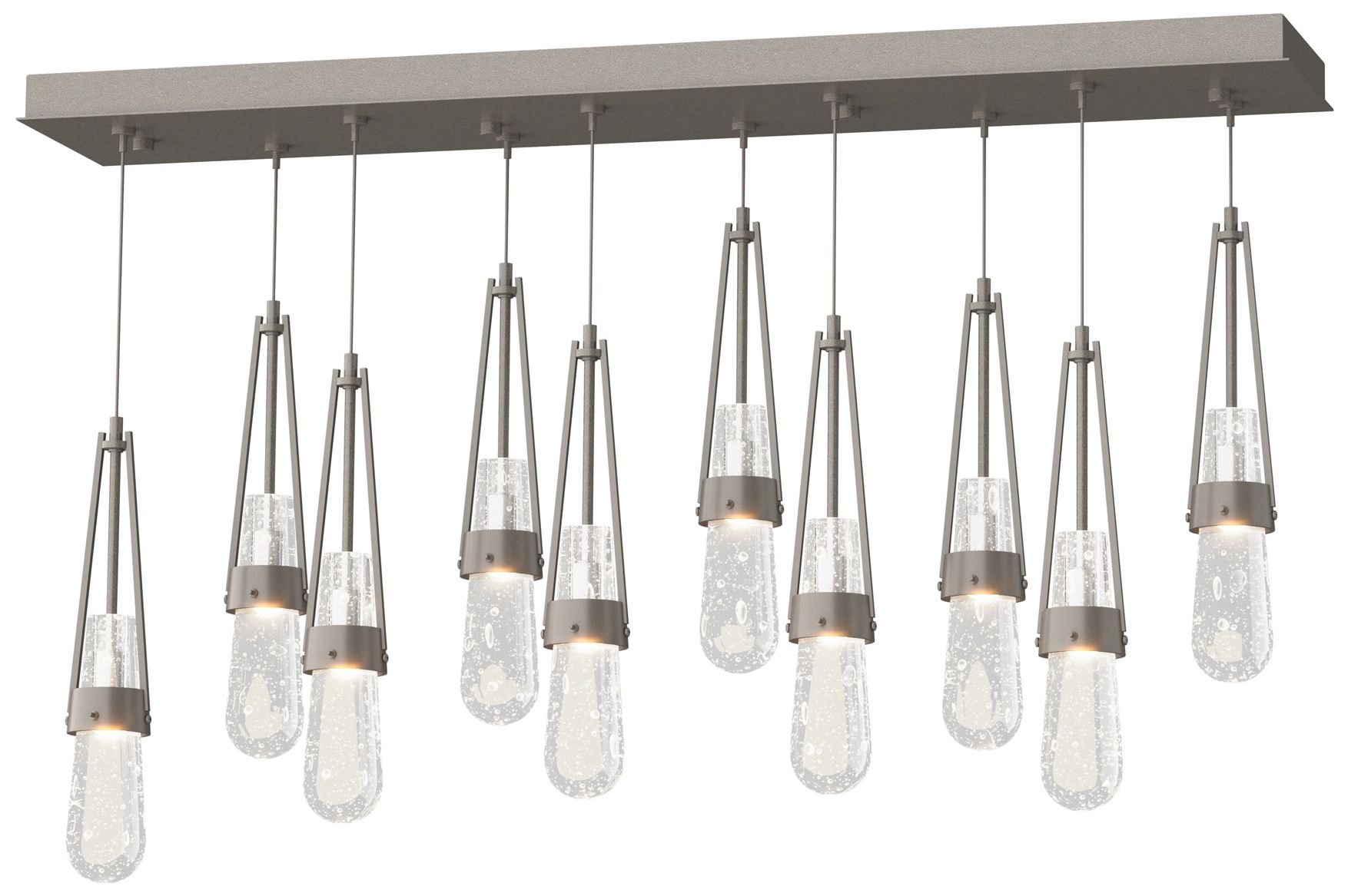 Link 10-Light Blown Rectangular Pendant Dark Smoke Clear Made to Order