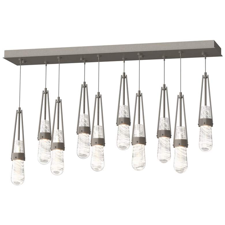 Image 1 Link 10-Light Blown Rectangular Pendant - Dark Smoke - Clear - White