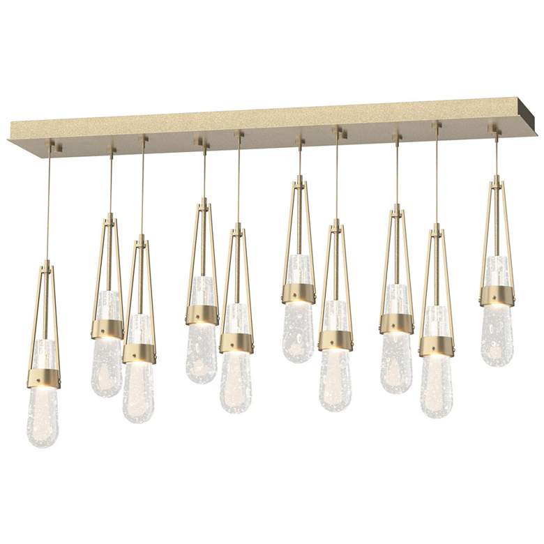 Image 1 Link 10-Light Blown Rectangular Pendant - Gold - Clear Bubble