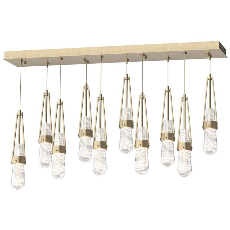 Image 1 Link 10-Light Blown Rectangular Pendant - Gold - Clear - White Threading