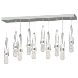 Link 10-Light Blown Rectangular Pendant - Platinum - Clear Bubble