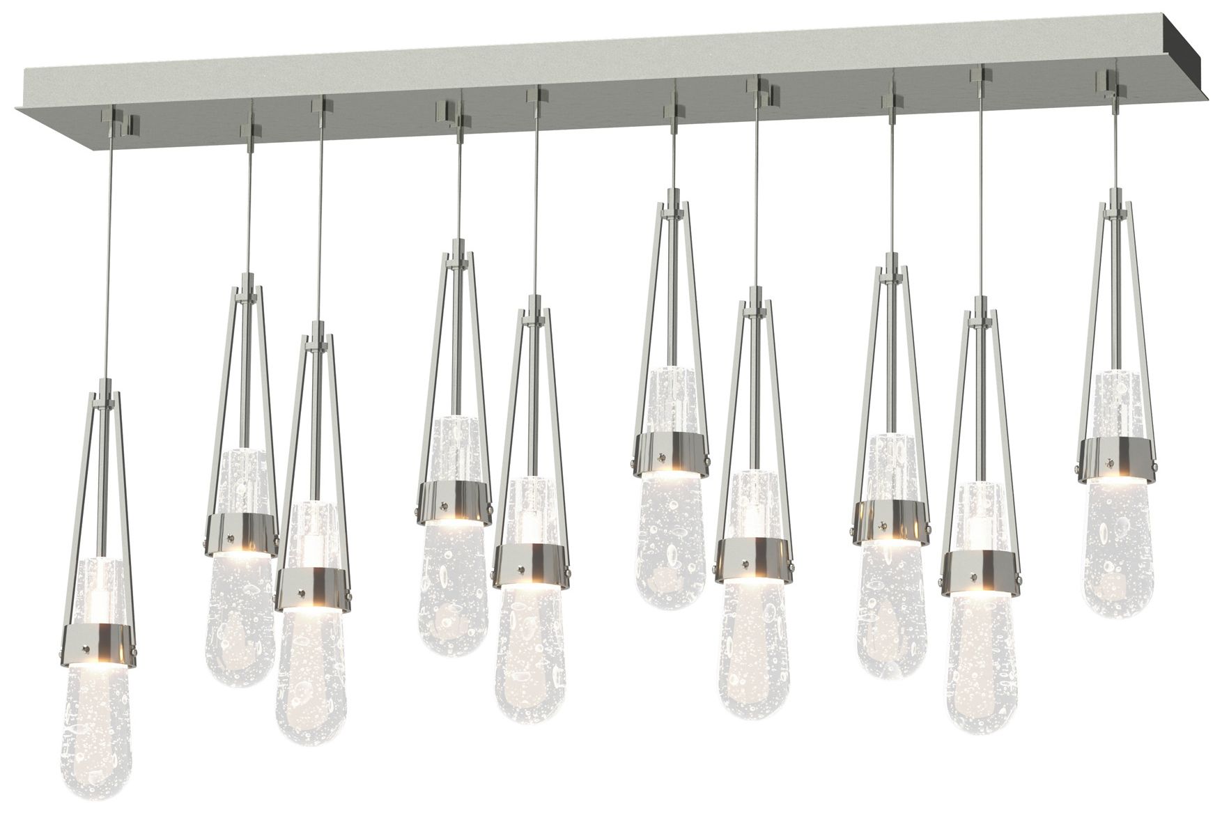 Link 10-Light Blown Rectangular Pendant Sterling Clear Bubble Made to Order
