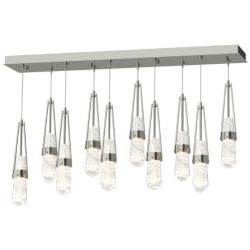 Link 10-Light Blown Rectangular Pendant - Sterling - Clear - White