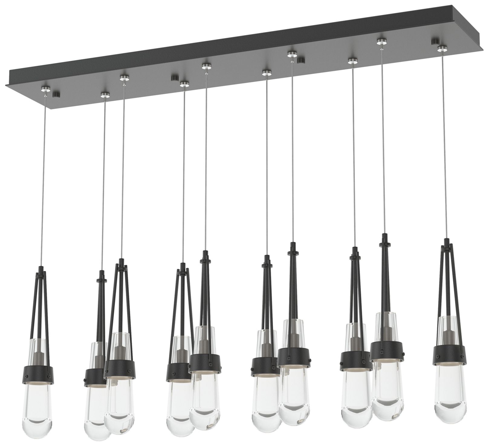 Link 10-Light Clear Rectangular Pendant - Black - Clear - Made to Order