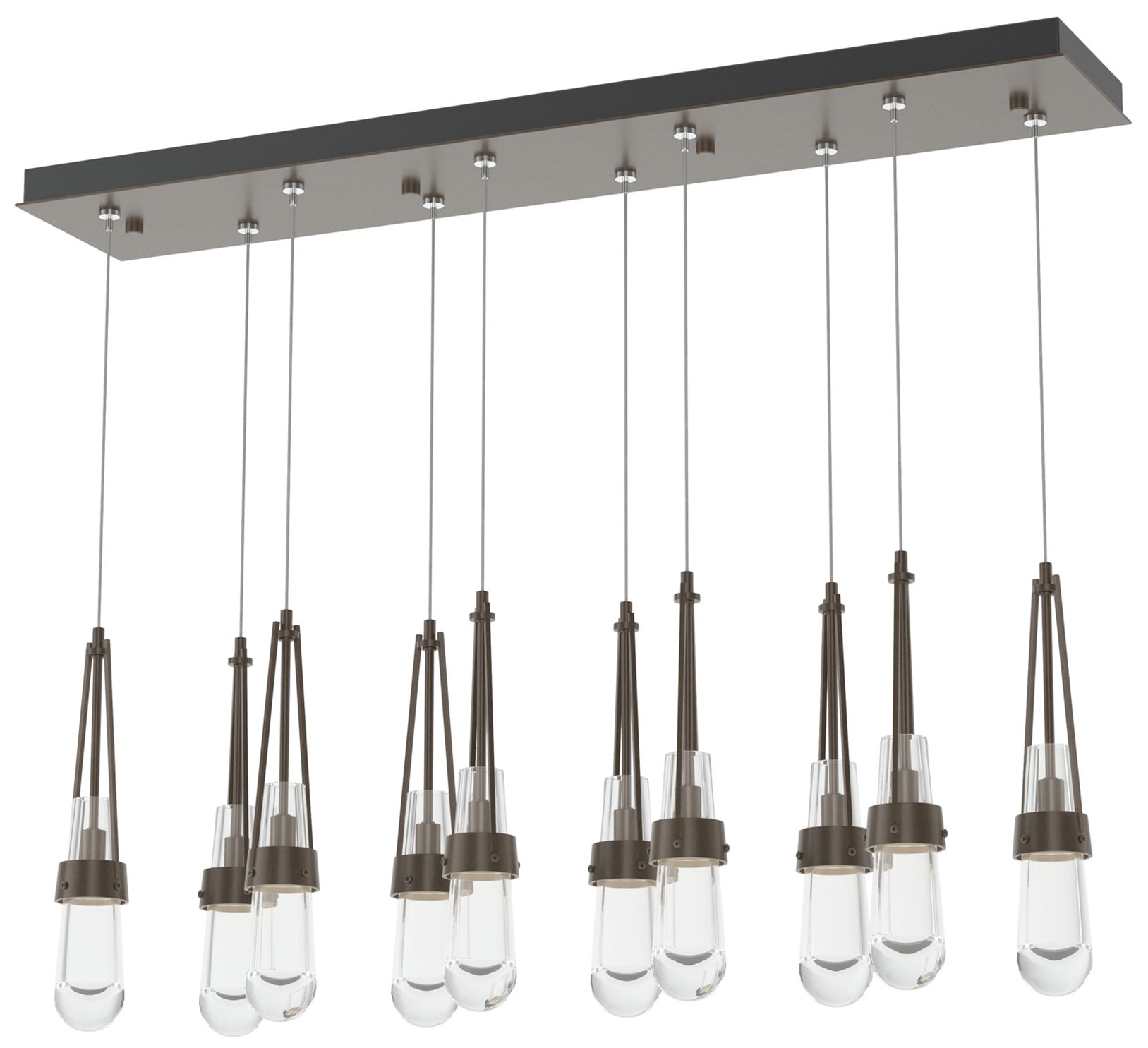 Link 10-Light Clear Rectangular Pendant - Bronze - Clear - Made to Order