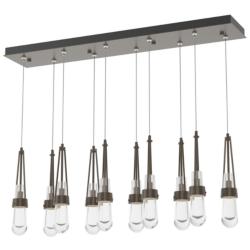 Link 10-Light Clear Rectangular Pendant - Bronze - Clear